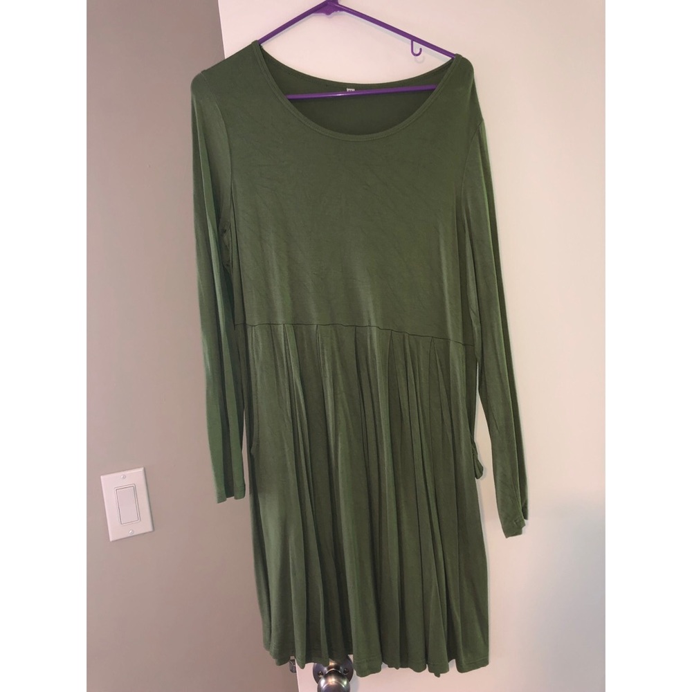 Long Sleeve Army Green Dress